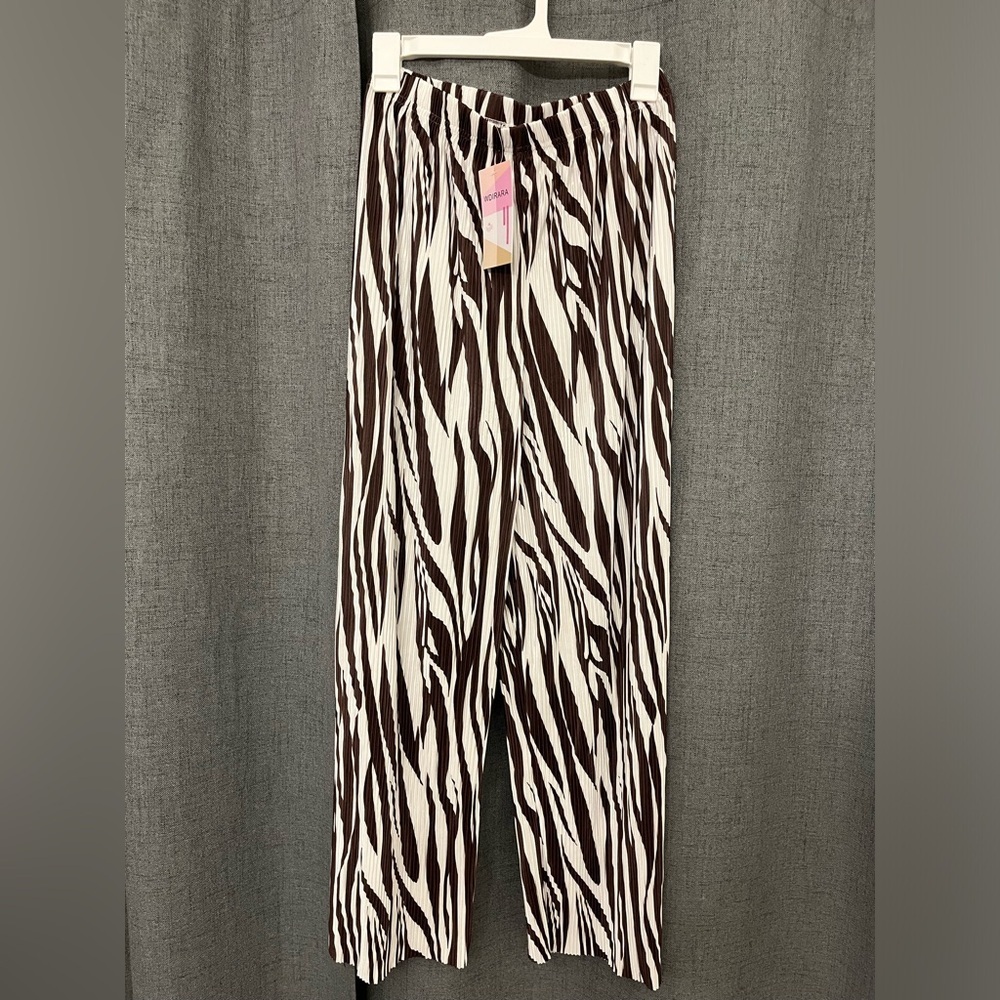 Wdirara Women’s Pants Zebra Wide Leg